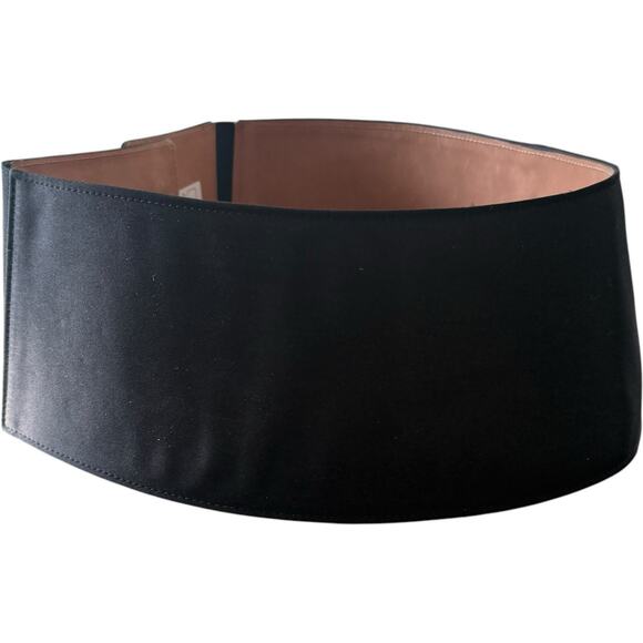 Giorgio Armani Wide Black Satin Leather Belt Size 85 - Picture 3 of 9